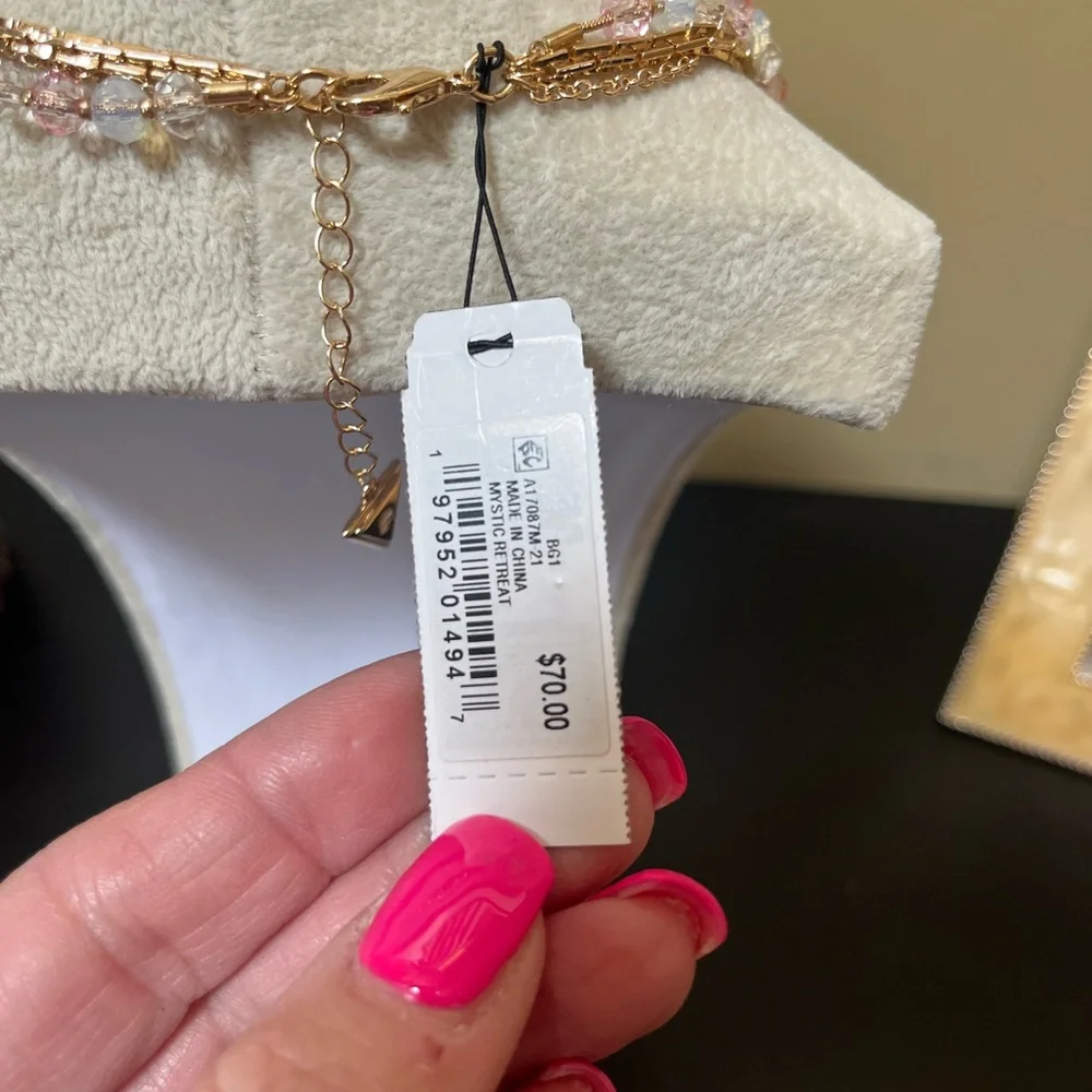 New! Guess Gold-Tone Mixed Stone Layered
Necklace, 16 2 extender - Picture 8 of 10